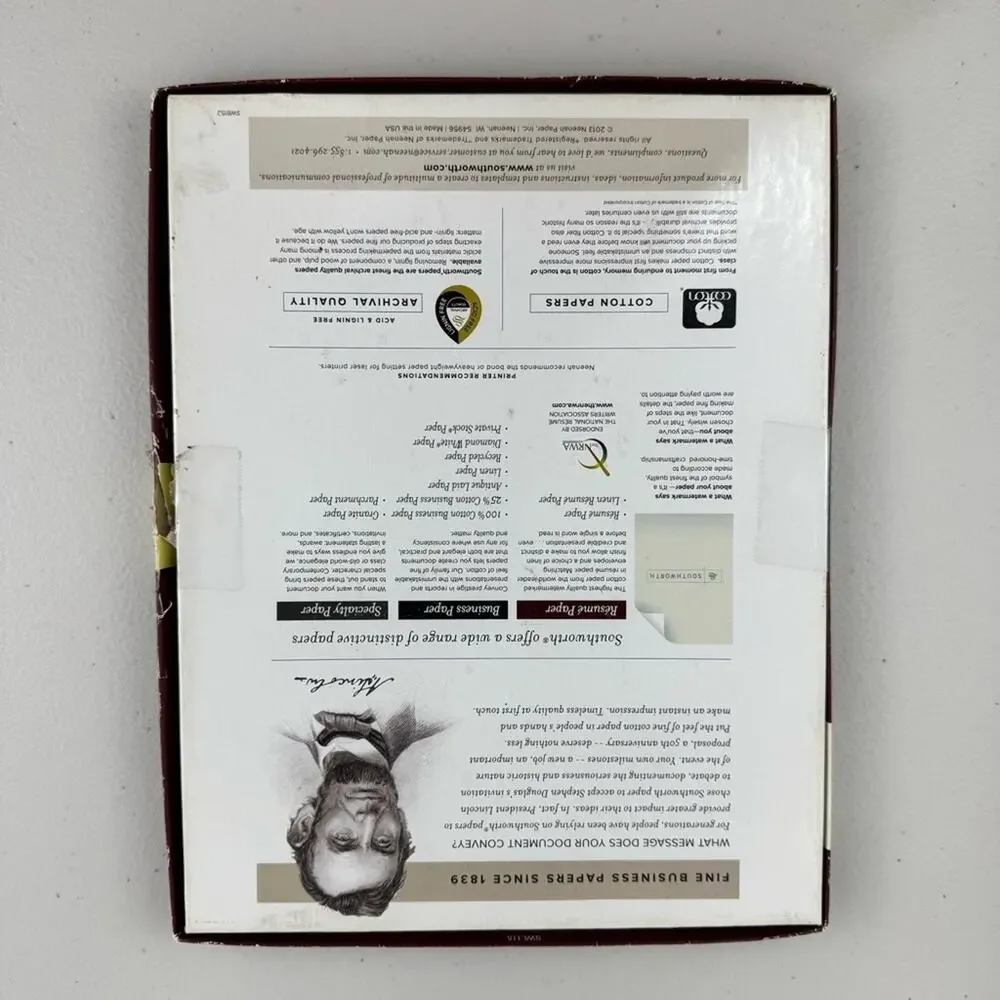Southworth By Neenah Résumé Paper in Ivory %100 Cotton Watermarked 8 1/2 x 11”